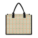 Green And Orange Tattersall Print Canvas Tote Bag