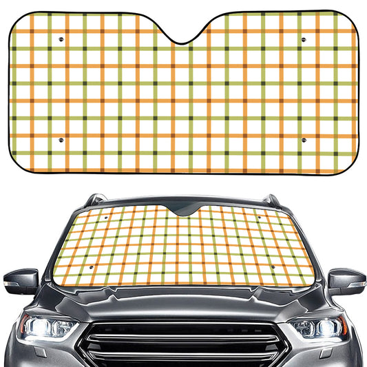 Green And Orange Tattersall Print Car Windshield Sun Shade
