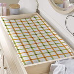 Green And Orange Tattersall Print Changing Pad Cover
