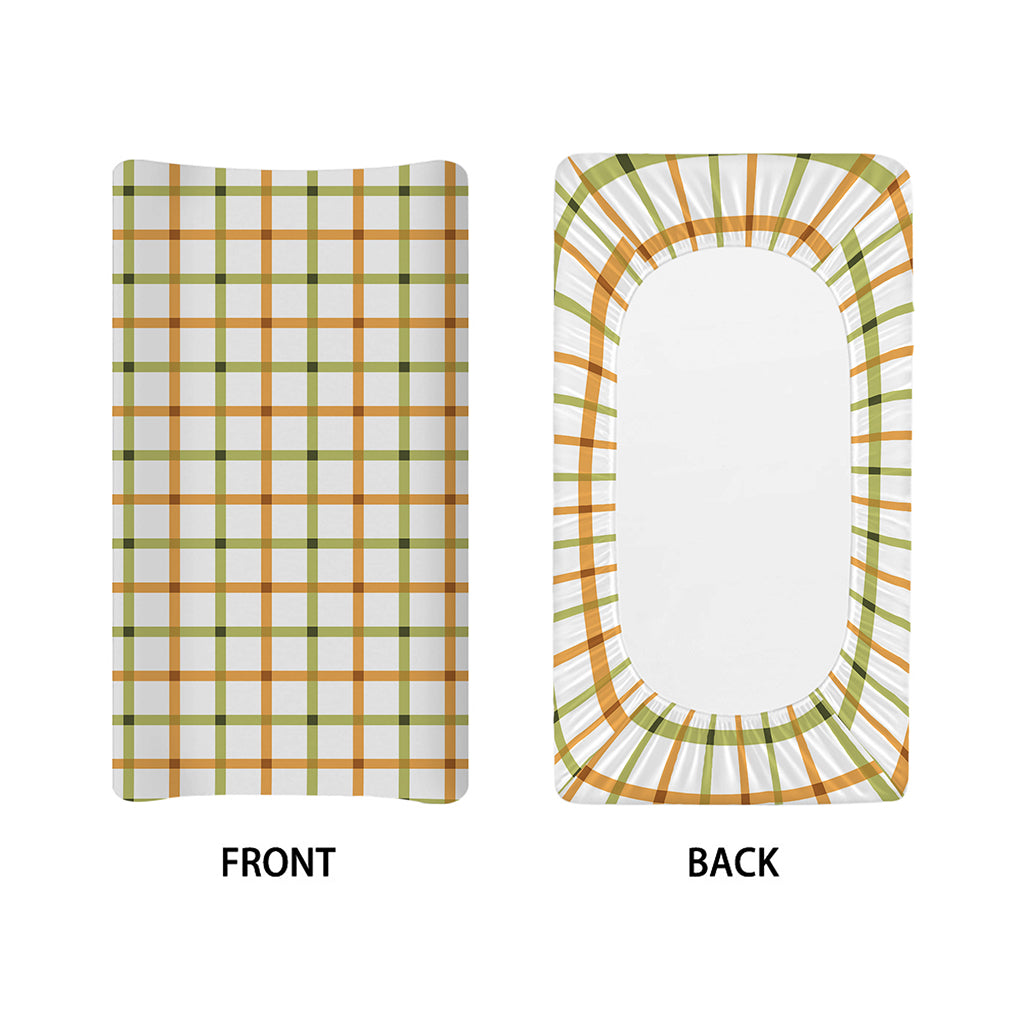 Green And Orange Tattersall Print Changing Pad Cover