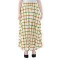 Green And Orange Tattersall Print Chiffon Maxi Skirt