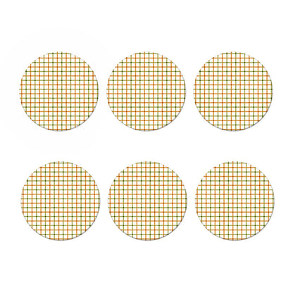 Green And Orange Tattersall Print Coaster Set