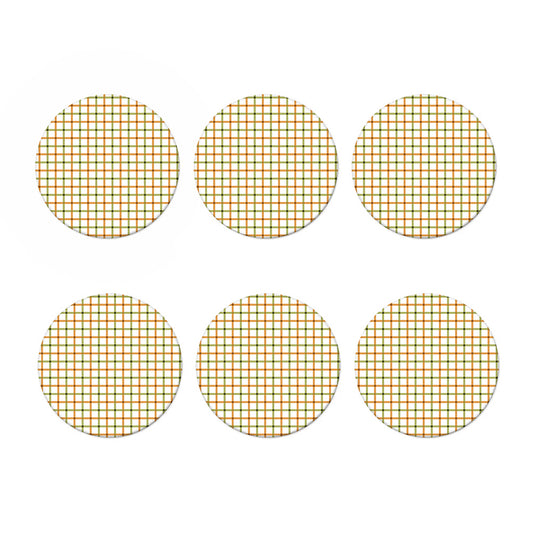 Green And Orange Tattersall Print Coaster Set