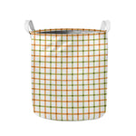 Green And Orange Tattersall Print Collapsible Laundry Basket