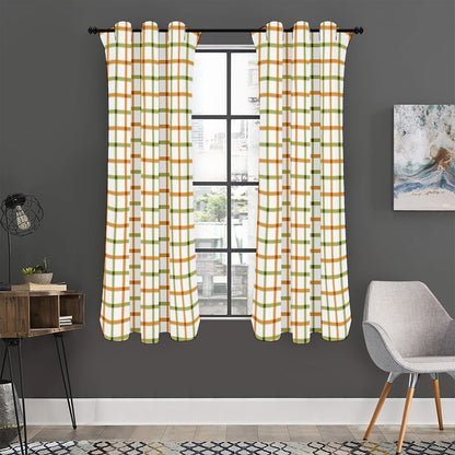 Green And Orange Tattersall Print Curtain
