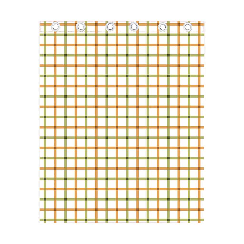 Green And Orange Tattersall Print Curtain