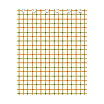 Green And Orange Tattersall Print Curtain