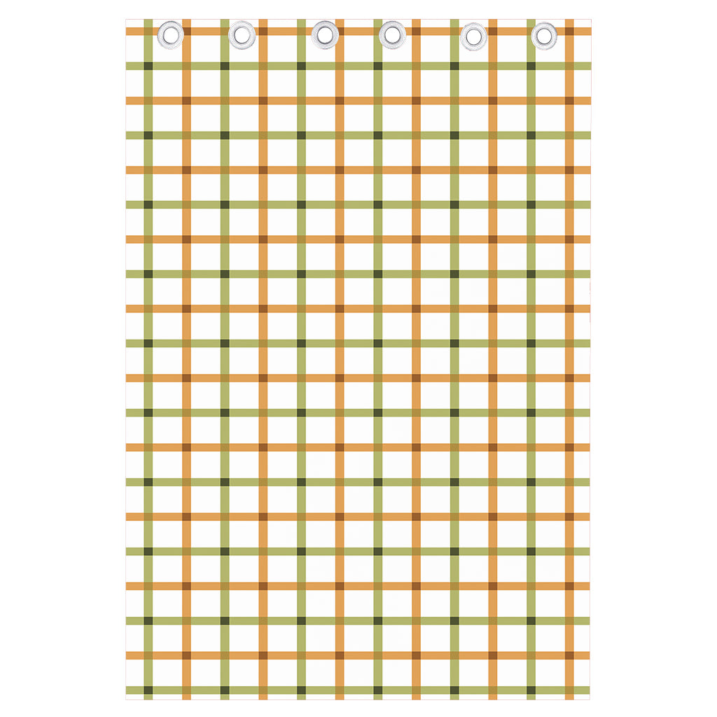 Green And Orange Tattersall Print Curtain