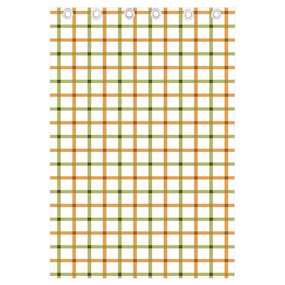 Green And Orange Tattersall Print Curtain