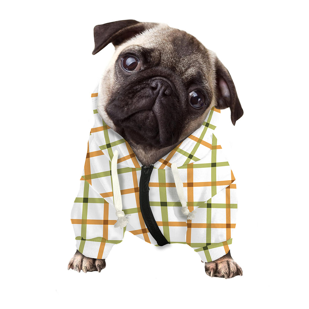 Green And Orange Tattersall Print Dog Zip Up Hoodie