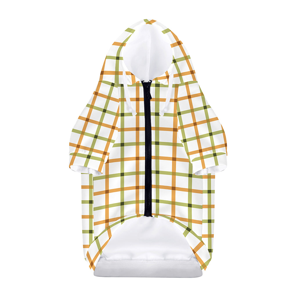 Green And Orange Tattersall Print Dog Zip Up Hoodie