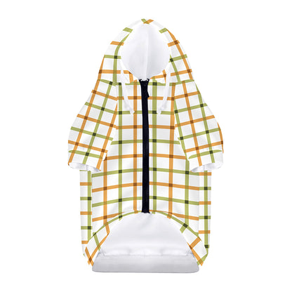 Green And Orange Tattersall Print Dog Zip Up Hoodie
