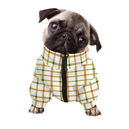 Green And Orange Tattersall Print Dog Zip Up Jacket