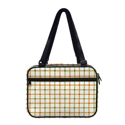 Green And Orange Tattersall Print Double Strap Bible Bag