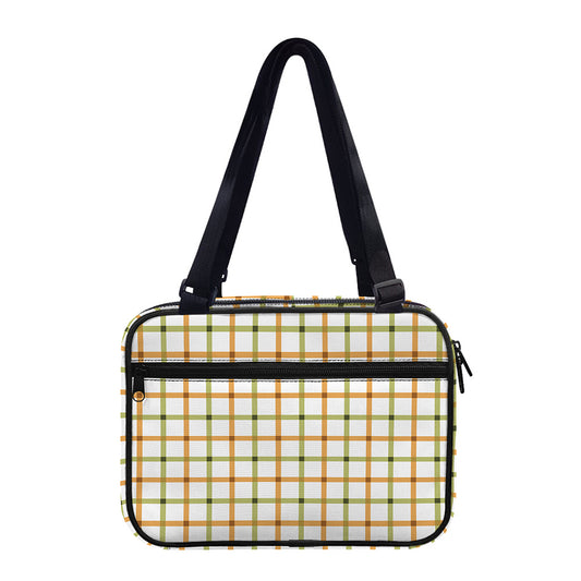 Green And Orange Tattersall Print Double Strap Bible Bag
