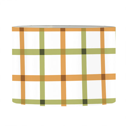Green And Orange Tattersall Print Drum Lamp Shade