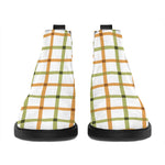 Green And Orange Tattersall Print Flat Ankle Boots