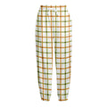 Green And Orange Tattersall Print Fleece Lined Knit Pants