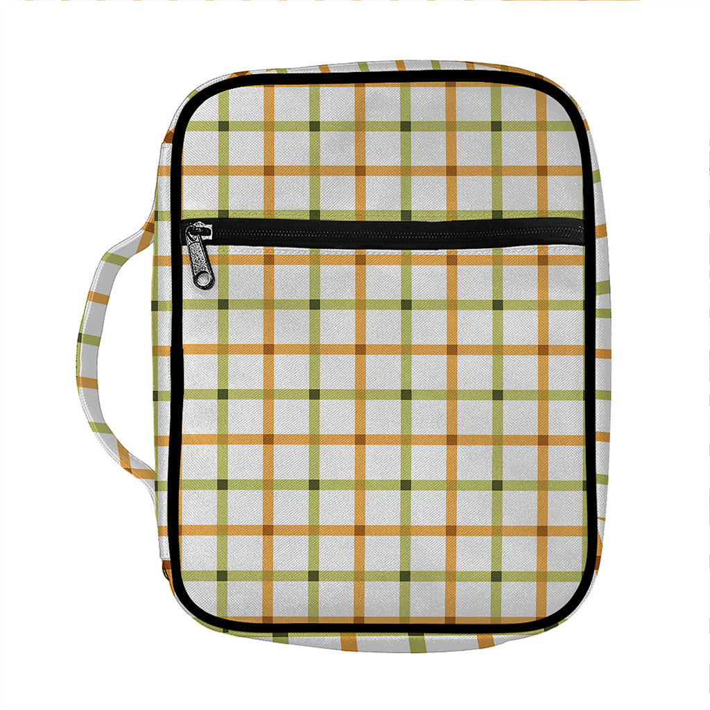 Green And Orange Tattersall Print Front Pocket Bible Bag