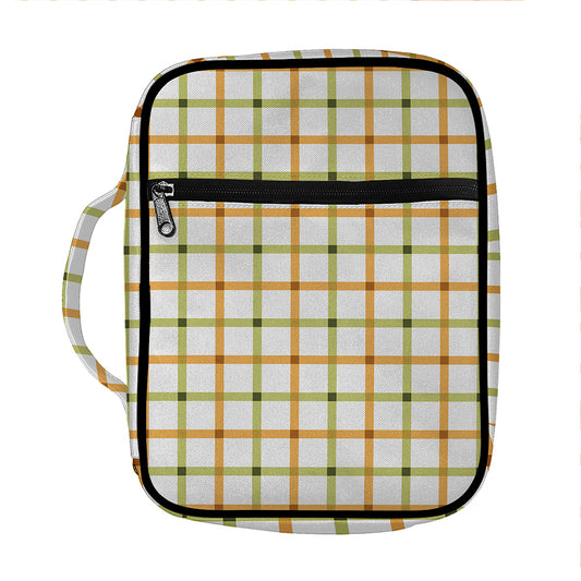 Green And Orange Tattersall Print Front Pocket Bible Bag