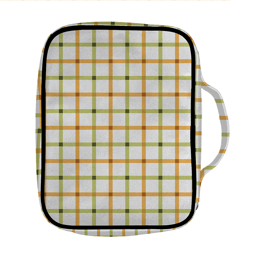 Green And Orange Tattersall Print Front Pocket Bible Bag