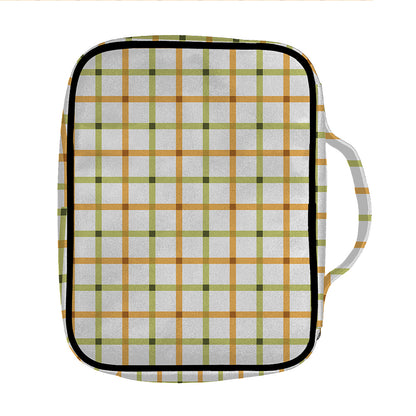 Green And Orange Tattersall Print Front Pocket Bible Bag