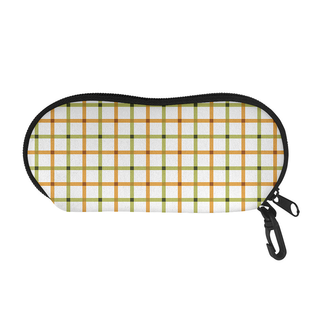 Green And Orange Tattersall Print Glasses Case