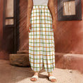 Green And Orange Tattersall Print Harem Pants