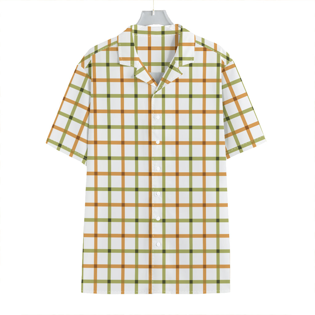 Green And Orange Tattersall Print Hawaiian Shirt