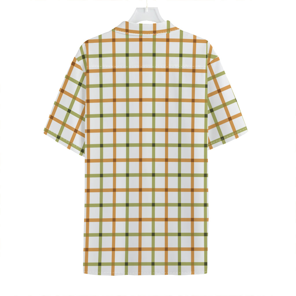 Green And Orange Tattersall Print Hawaiian Shirt