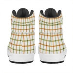 Green And Orange Tattersall Print High Top Leather Sneakers