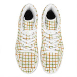 Green And Orange Tattersall Print High Top Leather Sneakers
