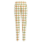 Green And Orange Tattersall Print High-Waisted Pocket Leggings