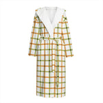 Green And Orange Tattersall Print Hooded Bathrobe