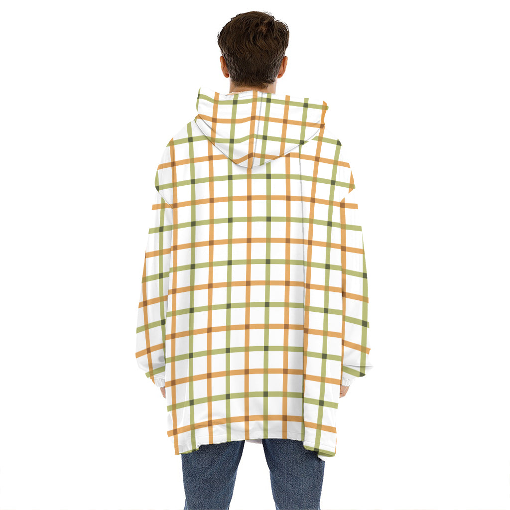 Green And Orange Tattersall Print Hoodie Blanket
