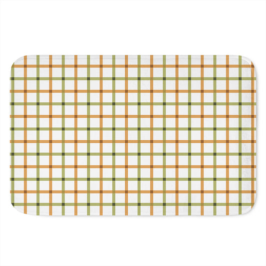 Green And Orange Tattersall Print Indoor Door Mat