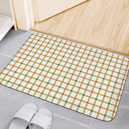 Green And Orange Tattersall Print Indoor Door Mat