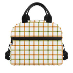 Green And Orange Tattersall Print Insulated Lunch Bag