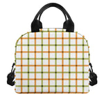 Green And Orange Tattersall Print Insulated Lunch Bag