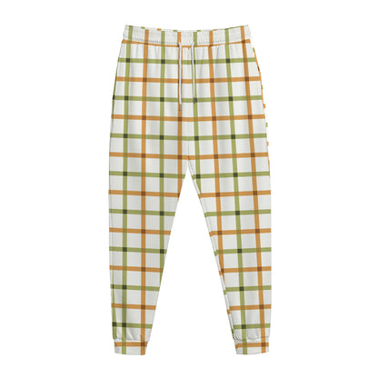 Green And Orange Tattersall Print Jogger Pants