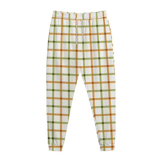Green And Orange Tattersall Print Jogger Pants