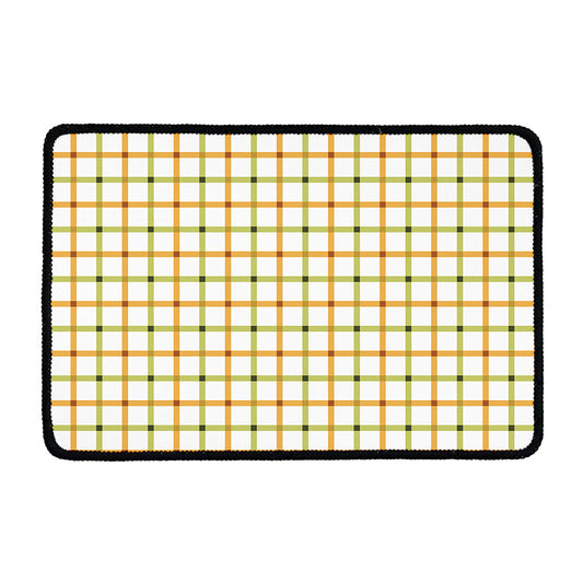 Green And Orange Tattersall Print Kitchen Mat