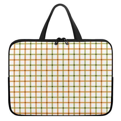 Green And Orange Tattersall Print Laptop Sleeve With Handle