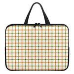 Green And Orange Tattersall Print Laptop Sleeve With Handle