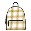 Green And Orange Tattersall Print Leather Backpack