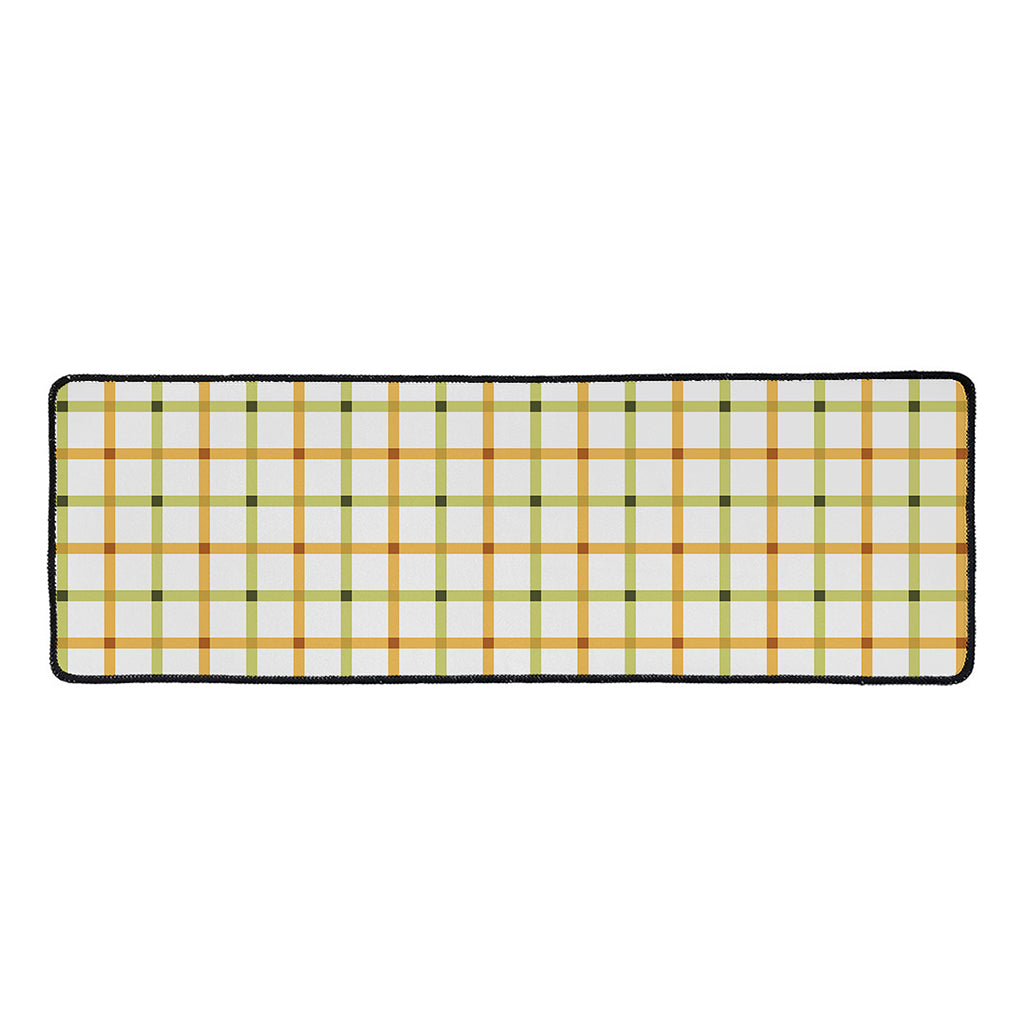 Green And Orange Tattersall Print Long Kitchen Mat