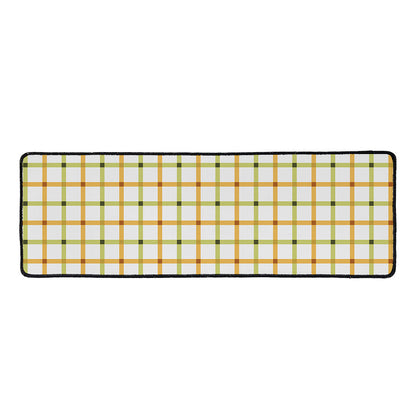 Green And Orange Tattersall Print Long Kitchen Mat