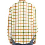 Green And Orange Tattersall Print Long Sleeve Baseball Jersey