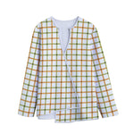 Green And Orange Tattersall Print Long Sleeve Short Coat