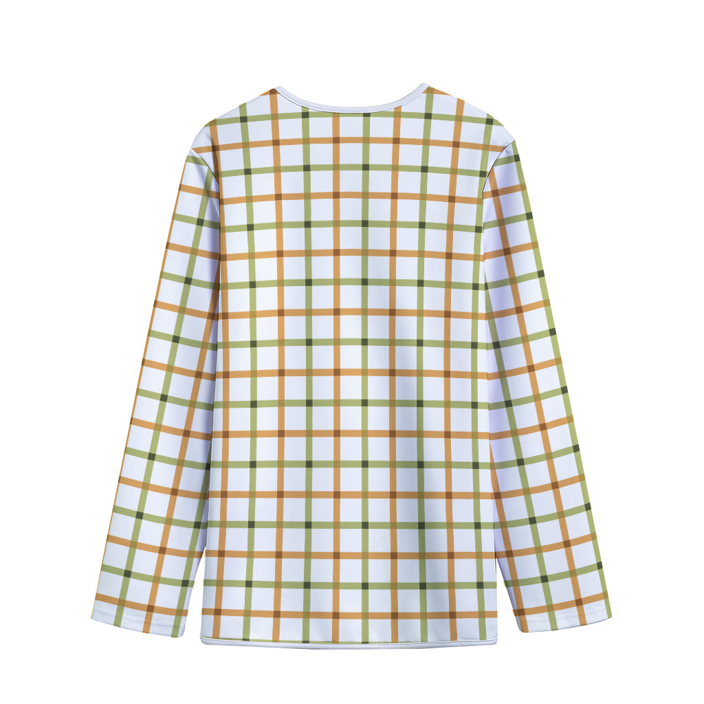Green And Orange Tattersall Print Long Sleeve Short Coat